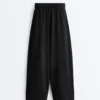 Pantaloni croi larg, cu talie înaltă, cu textură Soft Touch, din modal Pantaloni croi larg, cu talie înaltă, cu textură Soft Touch, din modal