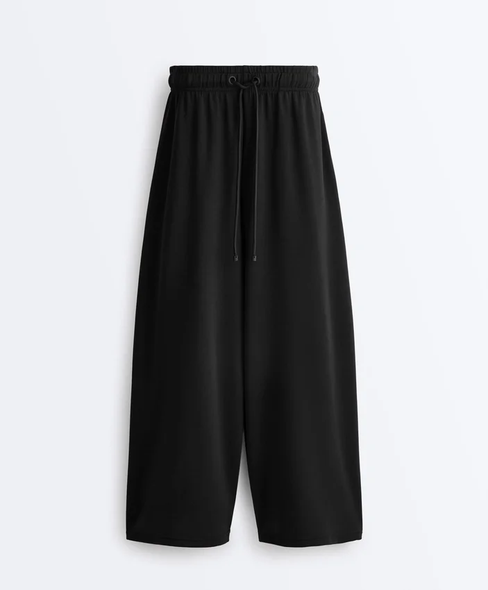 Pantaloni croi larg, cu talie înaltă, cu textură Soft Touch, din modal Pantaloni croi larg, cu talie înaltă, cu textură Soft Touch, din modal