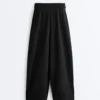 Pantaloni croi larg, cu talie înaltă, cu textură Soft Touch, din modal Pantaloni croi larg, cu talie înaltă, cu textură Soft Touch, din modal