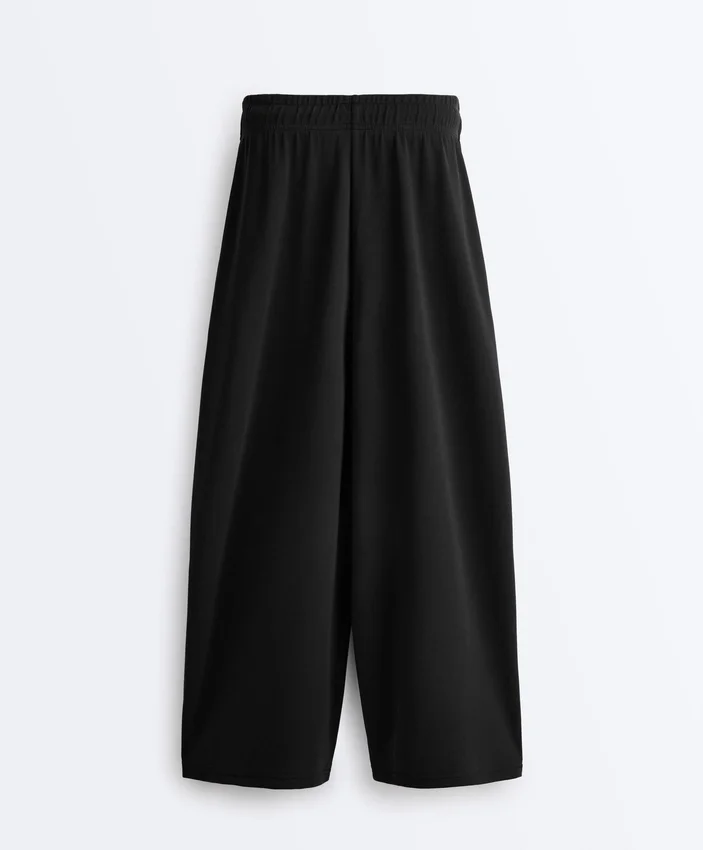 Pantaloni croi larg, cu talie înaltă, cu textură Soft Touch, din modal Pantaloni croi larg, cu talie înaltă, cu textură Soft Touch, din modal