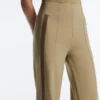 Pantaloni cu croi drept, cu talie înaltă, cu efect de neopren și bordură Pantaloni cu croi drept, cu talie înaltă, cu efect de neopren și bordură