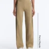Pantaloni cu croi drept, cu talie înaltă, cu efect de neopren și bordură Pantaloni cu croi drept, cu talie înaltă, cu efect de neopren și bordură