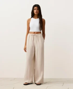 Pantaloni cu croi drept din 100% in
