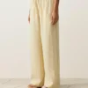 Pantaloni cu croi drept din in 100% cu imprimeu în dungi Pantaloni cu croi drept din in 100% cu imprimeu în dungi