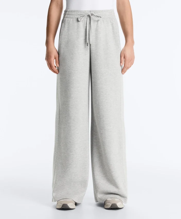 Pantaloni cu croi drept din piqué melanj Pantaloni cu croi drept din piqué melanj