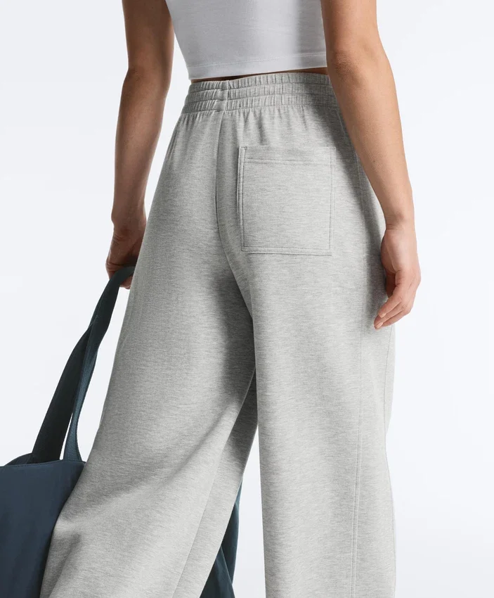 Pantaloni cu croi drept din piqué melanj Pantaloni cu croi drept din piqué melanj