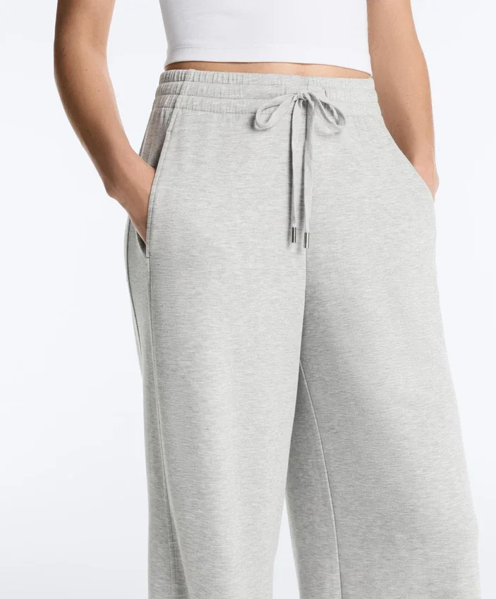 Pantaloni cu croi drept din piqué melanj Pantaloni cu croi drept din piqué melanj