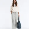 Pantaloni cu croi drept din piqué melanj Pantaloni cu croi drept din piqué melanj