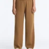 Pantaloni cu croi drept și structură tricotată lateral Pantaloni cu croi drept și structură tricotată lateral