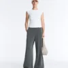 Pantaloni cu croi larg, cu textură Soft Touch, cu pliuri laterale și din modal Pantaloni cu croi larg, cu textură Soft Touch, cu pliuri laterale și din modal