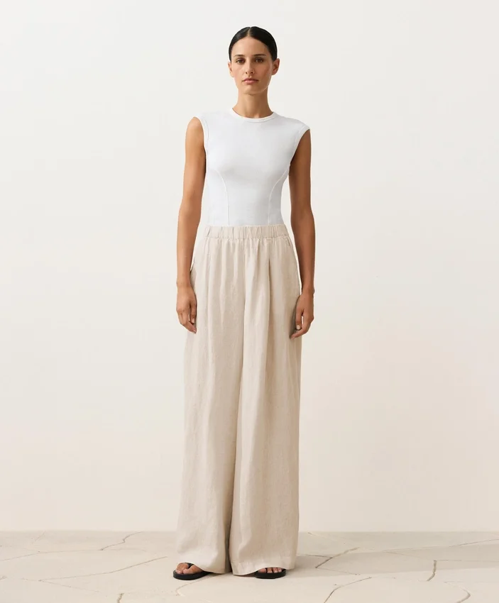 Pantaloni cu croi larg din 100% in Pantaloni cu croi larg din 100% in