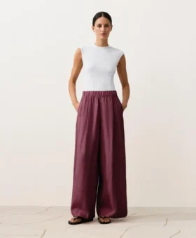 Pantaloni cu croi larg din 100% in