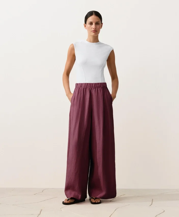 Pantaloni cu croi larg din 100% in Pantaloni cu croi larg din 100% in