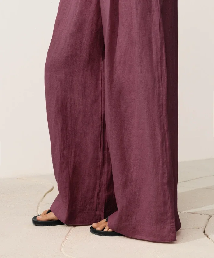 Pantaloni cu croi larg din 100% in Pantaloni cu croi larg din 100% in
