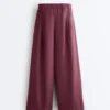 Pantaloni cu croi larg din 100% in Pantaloni cu croi larg din 100% in