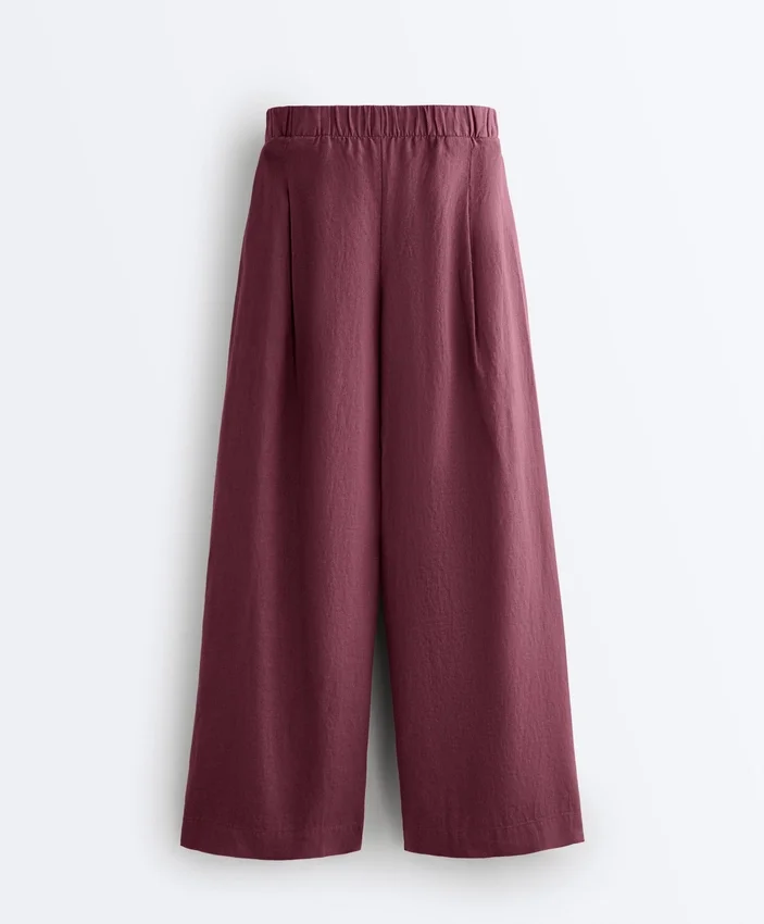 Pantaloni cu croi larg din 100% in Pantaloni cu croi larg din 100% in