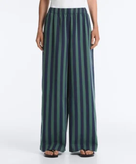 Pantaloni cu croi larg din amestec de bumbac, cu dungi