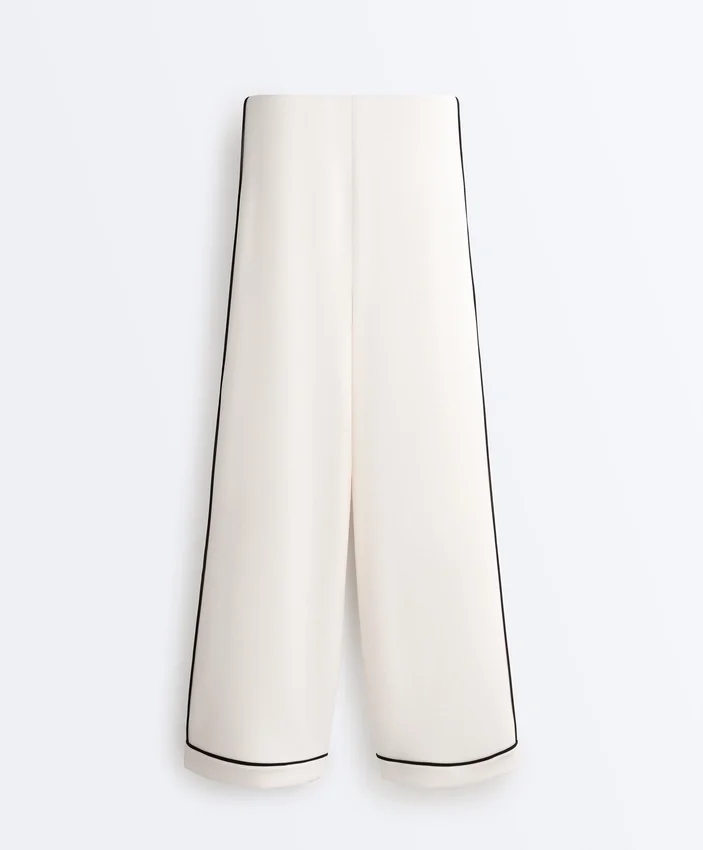 Pantaloni cu croi larg din modal moale Soft Touch, cu bordură contrastantă Pantaloni cu croi larg din modal moale Soft Touch, cu bordură contrastantă