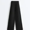 Pantaloni cu croi larg, din modal Soft Touch și cu tiv ajurat Pantaloni cu croi larg, din modal Soft Touch și cu tiv ajurat