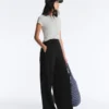 Pantaloni cu croi larg, din modal Soft Touch și cu tiv ajurat Pantaloni cu croi larg, din modal Soft Touch și cu tiv ajurat