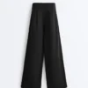 Pantaloni cu croi larg, din modal Soft Touch și cu tiv ajurat Pantaloni cu croi larg, din modal Soft Touch și cu tiv ajurat