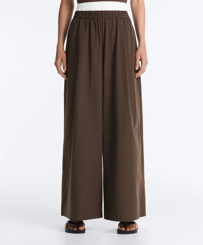 Pantaloni cu croi larg din poplin 100% bumbac Pantaloni cu croi larg din poplin 100% bumbac