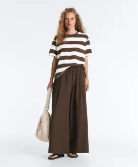 Pantaloni cu croi larg din poplin 100% bumbac