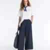 Pantaloni cu croi larg din poplin 100% bumbac Pantaloni cu croi larg din poplin 100% bumbac
