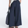 Pantaloni cu croi larg din poplin 100% bumbac Pantaloni cu croi larg din poplin 100% bumbac