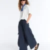 Pantaloni cu croi larg din poplin 100% bumbac Pantaloni cu croi larg din poplin 100% bumbac