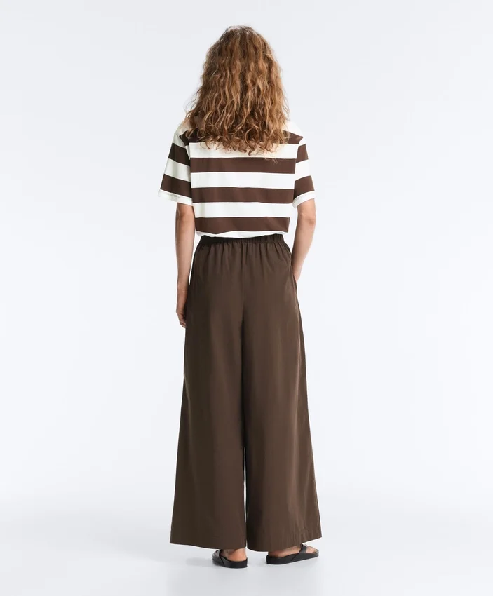Pantaloni cu croi larg din poplin 100% bumbac Pantaloni cu croi larg din poplin 100% bumbac