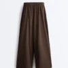 Pantaloni cu croi larg din poplin 100% bumbac Pantaloni cu croi larg din poplin 100% bumbac