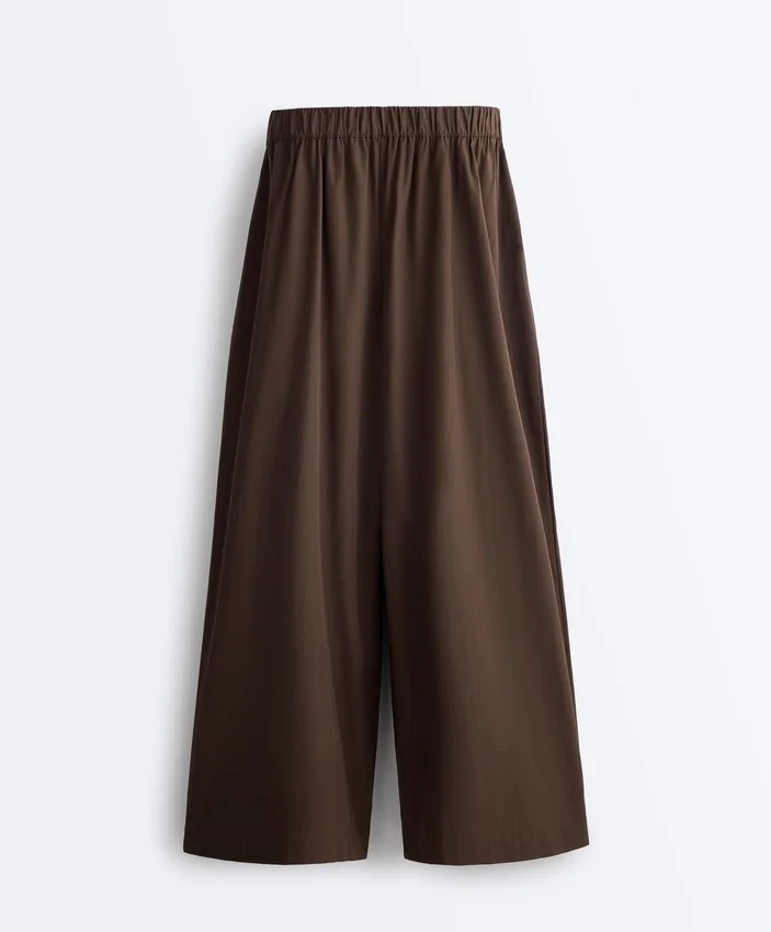 Pantaloni cu croi larg din poplin 100% bumbac Pantaloni cu croi larg din poplin 100% bumbac