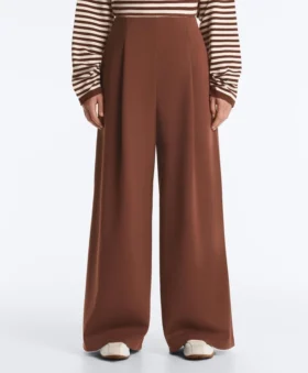 Pantaloni cu croi larg și talie înaltă din bumbac piqué