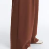Pantaloni cu croi larg și talie înaltă din bumbac piqué Pantaloni cu croi larg și talie înaltă din bumbac piqué
