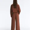 Pantaloni cu croi larg și talie înaltă din bumbac piqué Pantaloni cu croi larg și talie înaltă din bumbac piqué