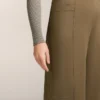 Pantaloni cu talie înaltă și croi drept, cu efect de neopren