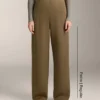 Pantaloni cu talie înaltă și croi drept, cu efect de neopren