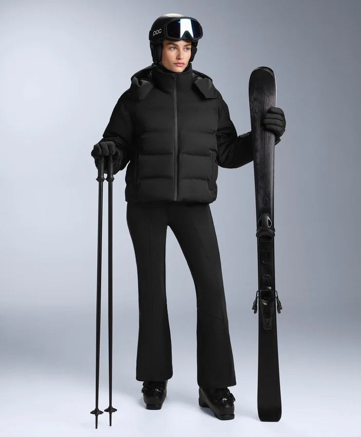 Pantaloni de schi elastici, cu talie înaltă și croi evazat, rezistenți la apă Pantaloni de schi elastici, cu talie înaltă și croi evazat, rezistenți la apă