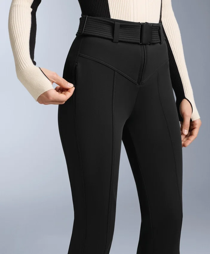 Pantaloni de schi elastici, cu talie înaltă și croi evazat, rezistenți la apă Pantaloni de schi elastici, cu talie înaltă și croi evazat, rezistenți la apă