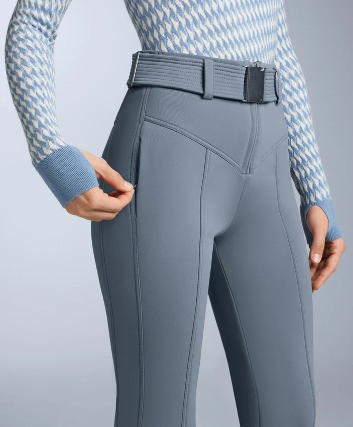Pantaloni de schi elastici, cu talie înaltă și croi evazat, rezistenți la apă Pantaloni de schi elastici, cu talie înaltă și croi evazat, rezistenți la apă