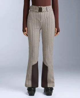 Pantaloni de schi elastici, cu talie înaltă, imprimați, rezistenți la apă Pantaloni de schi elastici, cu talie înaltă, imprimați, rezistenți la apă