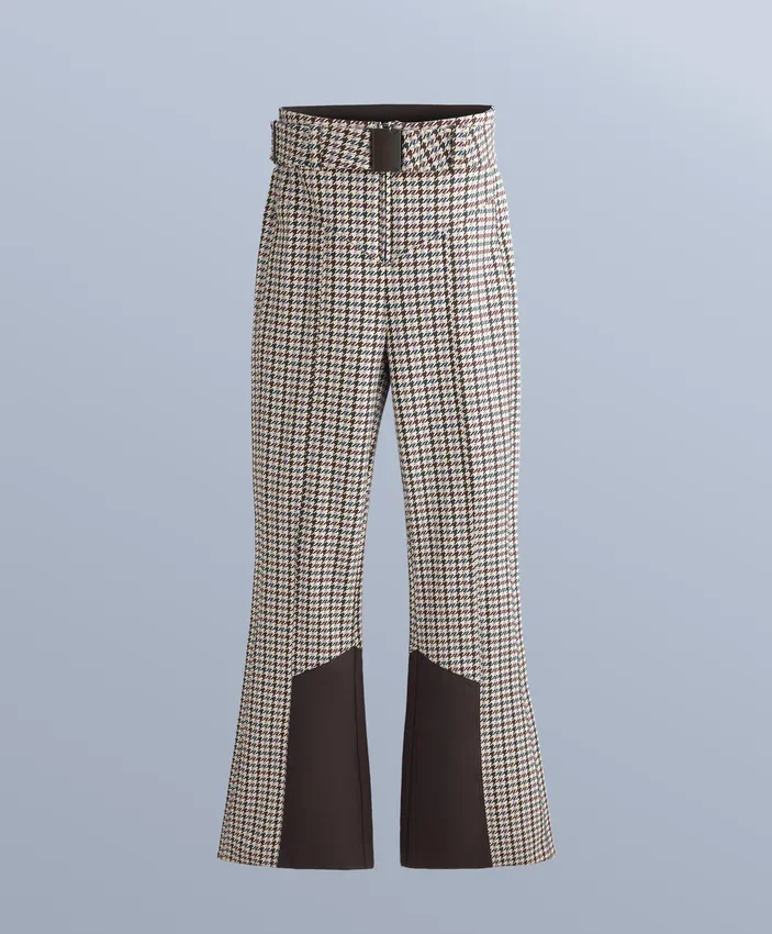 Pantaloni de schi elastici, cu talie înaltă, imprimați, rezistenți la apă Pantaloni de schi elastici, cu talie înaltă, imprimați, rezistenți la apă
