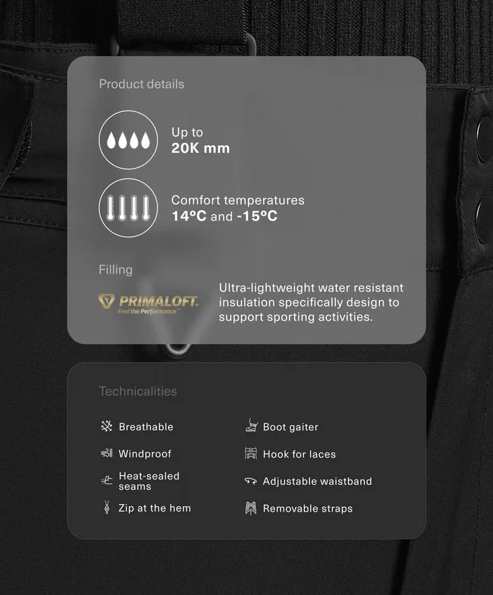 Pantaloni de schi impermeabili Primaloft® Feel the Performance Tm, cu croi drept și lejer Pantaloni de schi impermeabili Primaloft® Feel the Performance Tm, cu croi drept și lejer