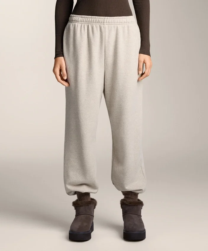 Pantaloni de trening din bumbac cu croială lejeră Pantaloni de trening din bumbac cu croială lejeră