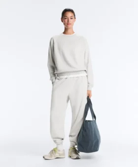 Pantaloni de trening din fleece din amestec de bumbac