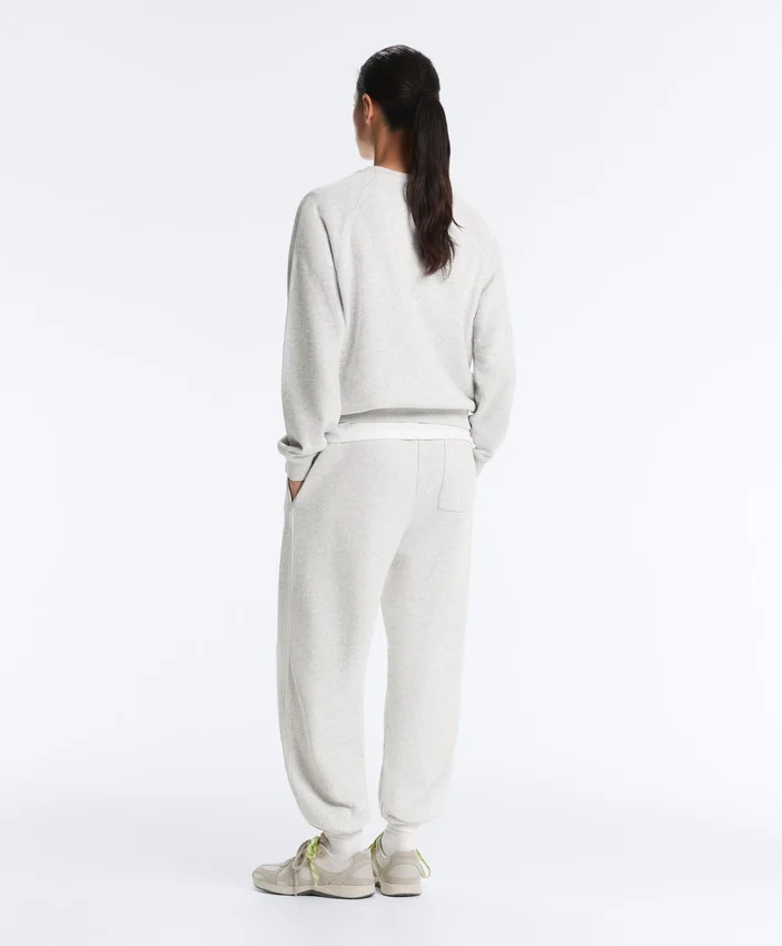 Hanorac cu guler rotund din amestec de bumbac și fleece Hanorac cu guler rotund din amestec de bumbac și fleece