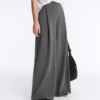 Pantaloni din bumbac piqué cu talie înaltă și croi larg Pantaloni din bumbac piqué cu talie înaltă și croi larg