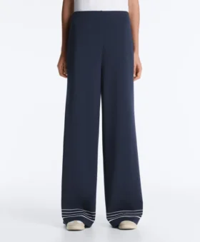 Pantaloni din modal cu textură Soft Touch, cu detalii cu dungi marinărești