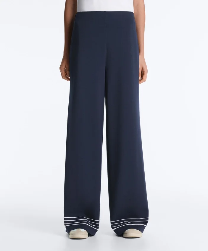 Pantaloni din modal cu textură Soft Touch, cu detalii cu dungi marinărești Pantaloni din modal cu textură Soft Touch, cu detalii cu dungi marinărești